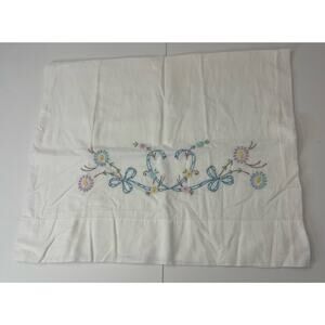 Vintage Floral hand embroidered Standard Pillow Case